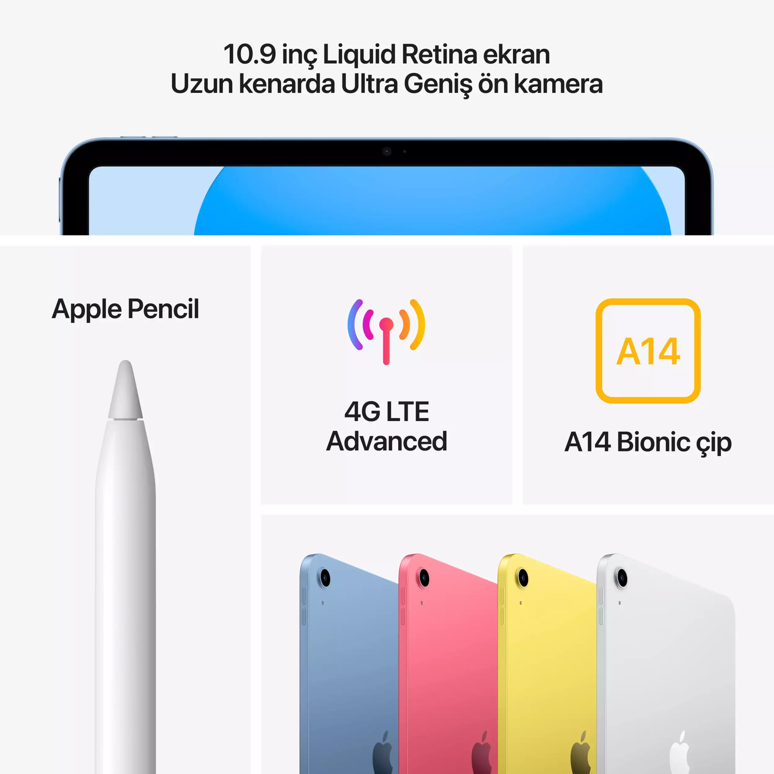 iPad 10.9 inç Wi-Fi + Cellular 64GB Sarı MQ6L3TU/A 6 iPad 10.9 inç Wi-Fi + Cellular 64GB Sarı MQ6L3TU/A -5