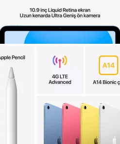iPad 10.9 inç Wi-Fi + Cellular 64GB Pembe MQ6M3TU/A -5