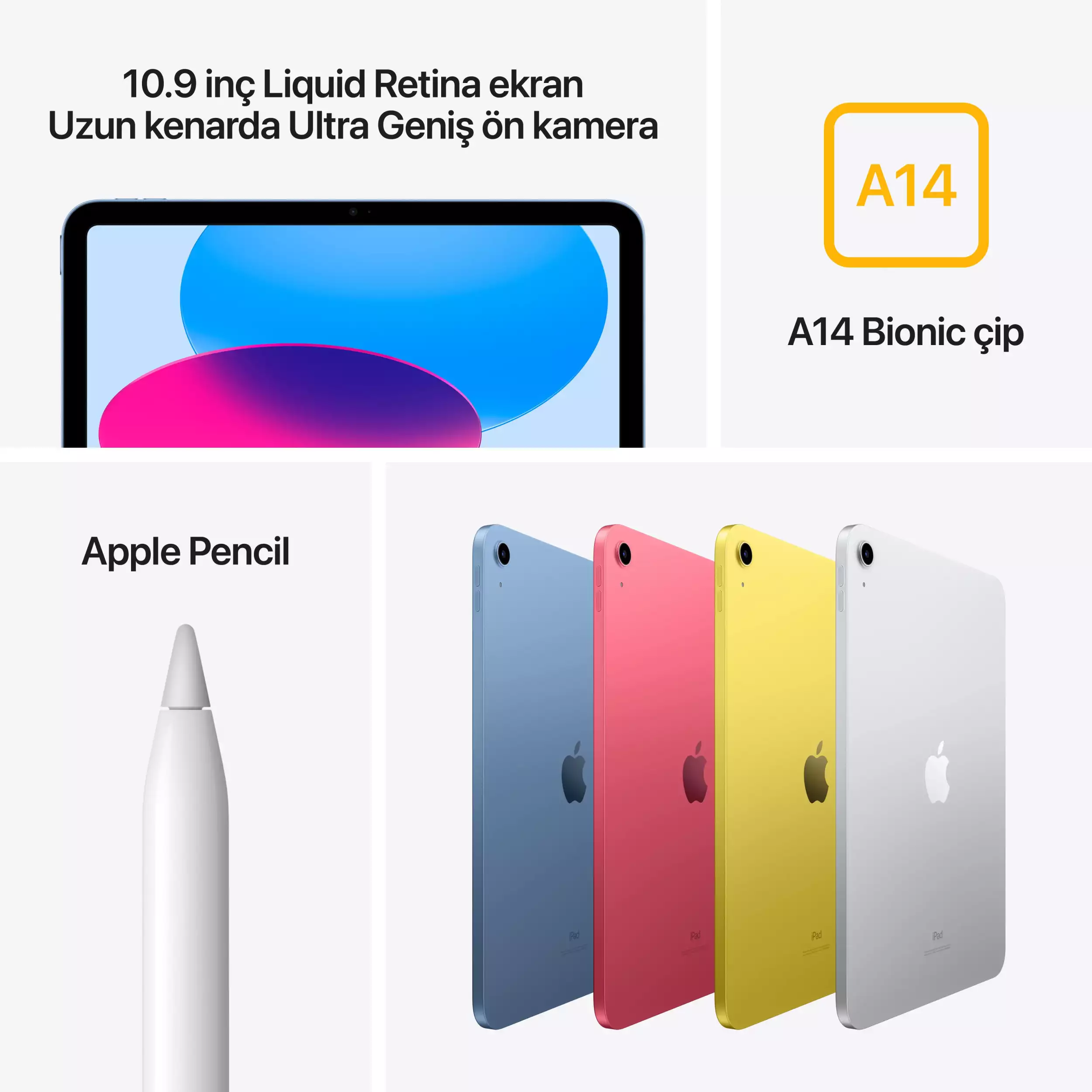 iPad 10.9 inç Wi-Fi 64GB Pembe MCMC4TU/A 6 iPad 10.9 inç Wi-Fi 64GB Pembe MPQ33TU/A -5