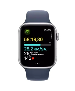 Apple Watch SE GPS 44mm Gümüş Alüminyum Kasa Fırtına Mavisi Spor Kordon M/L MREE3TU/A -2