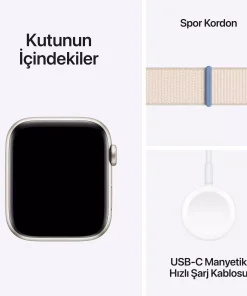 Apple Watch SE GPS 44mm Yıldız Işığı Alüminyum Kasa Yıldız Işığı Spor Loop MRE63TU/A -6