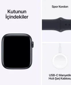 Apple Watch SE GPS + Cellular 44mm Gece Yarısı Alüminyum Kasa Gece Yarısı Spor Kordon M/L MRH83TU/A -6