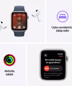 Apple Watch SE GPS 44mm Yıldız Işığı Alüminyum Kasa Yıldız Işığı Spor Loop MRE63TU/A -5