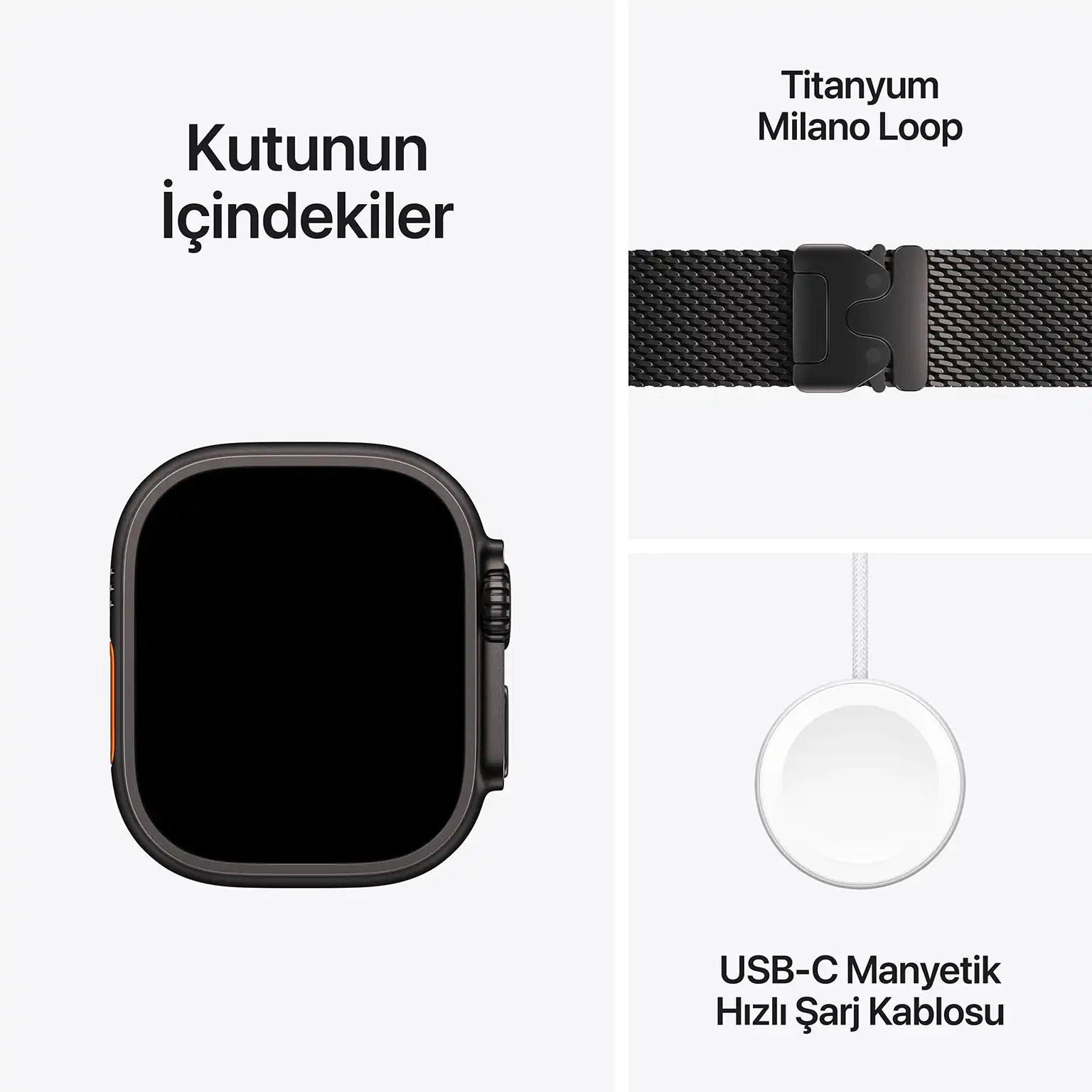 Apple Watch Ultra 2 Siyah Milanese Loop Kutu İçeriği