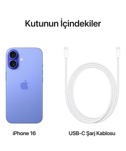 iPhone 16 128GB Laciverttaş MYEC3TU/A 17 iPhone 16 Kutunun İçindekiler