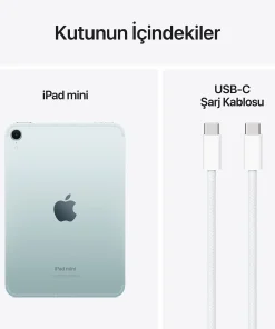 iPad Mini A17 Pro Mavi Cellular Kutu İçeriği