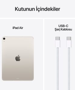 iPad Air 11 inç Wi-Fi + Cellular 128GB Yıldız Işığı MCFX4TU/A 19 iPad Air 11 inç Wi-Fi + Cellular Yıldız Işığı Kutu İçeriği
