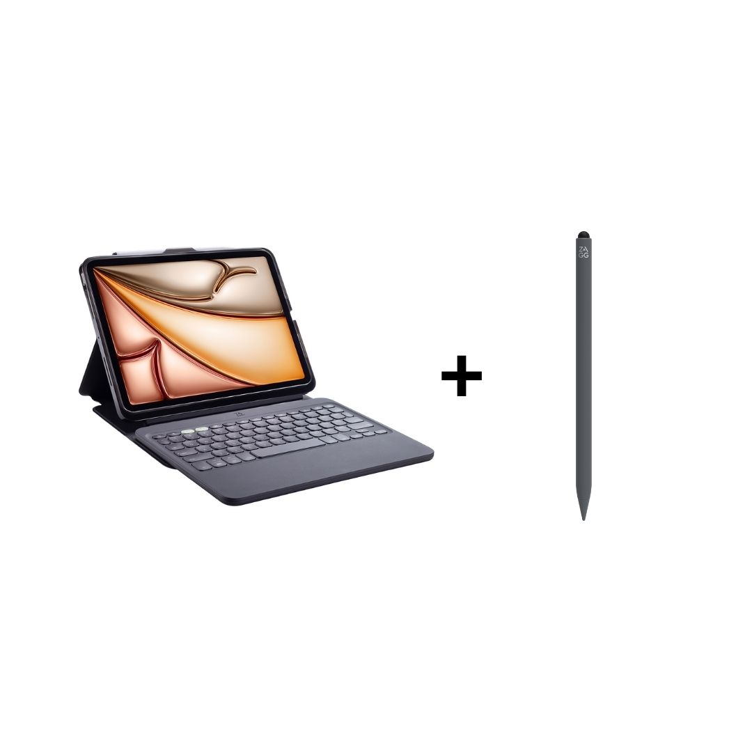 iPad Aksesuar Seti 11 Zagg Klavye ve Gri Kalem