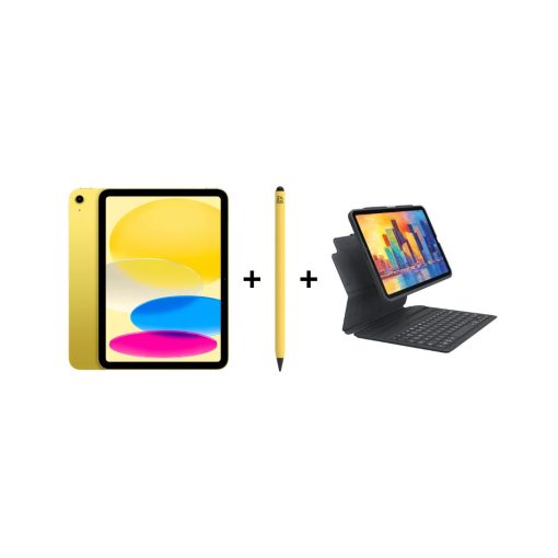 iPad Eğitim Seti 14 - iPad A16 Wi-Fi Sarı, Zagg Pro Stylus 2 Sarı Kalem ve Zagg Pro Keys