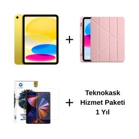Edu Set 1 – iPad (A16) Wi-Fi 128GB Sarı, Zore Rose Gold Kılıf, Lito Ekran Koruyucu ve Teknokask 1 Yıl