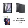 Edu Set 2 iPad Air M3 Uzay Grisi Zore Siyah Kılıf Lito Ekran Koruyucu Teknokask 1 Yıl