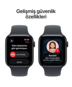 Apple Watch SE 3 GPS 40mm Gece Yarısı Spor Kordon Güvenlik