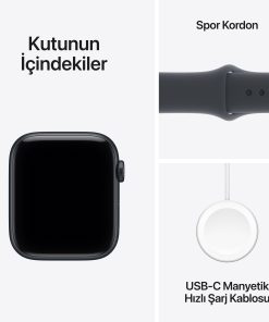 Apple Watch SE 3 GPS Cellular Gece Yarısı Spor Kordon Spor Kordon Kutu İçeriği