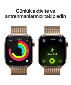 Apple Watch Series 11 GPS + Cellular Altın Titanyum Milano Loop Aktivite