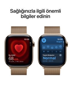 Apple Watch Series 11 GPS + Cellular Altın Titanyum Milano Loop Sağlık