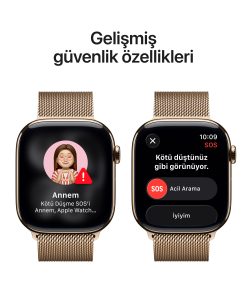 Apple Watch Series 11 GPS + Cellular Altın Titanyum Milano Loop Güvenlik