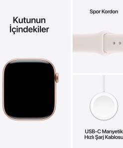 Apple Watch Series 11 42mm GPS Roze Altın Alüminyum Kasa Kutu İçeriği