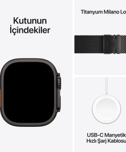 Apple Watch Ultra 3 Siyah Titanyum Milanese Loop Kutu İçeriği