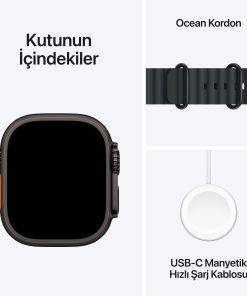 Apple Watch Ultra 3 Siyah Titanyum Ocean Kordon Kutu İçeriği
