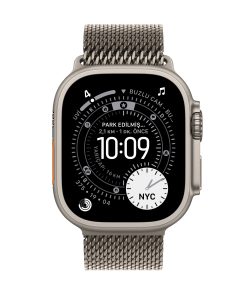 Apple Watch Ultra 3 Natürel Titanyum Milanese Loop Ekran