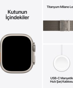 Apple Watch Ultra 3 Natürel Titanyum Milanese Loop Kutu İçeriği