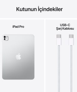 iPad Pro 11 inç M5 Wi-Fi Gümüş Kutu İçeriği
