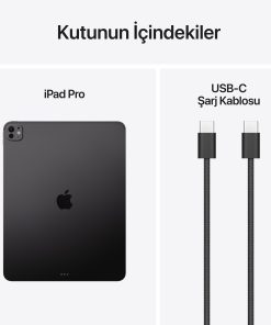 iPad Pro 13 inç Wi-Fi 1TB Standart Cam Uzay Siyahı MDYN4TU/A 17 iPad Pro 13 inç Wi-Fi M5 Uzay Siyahı Kutu İçeriği