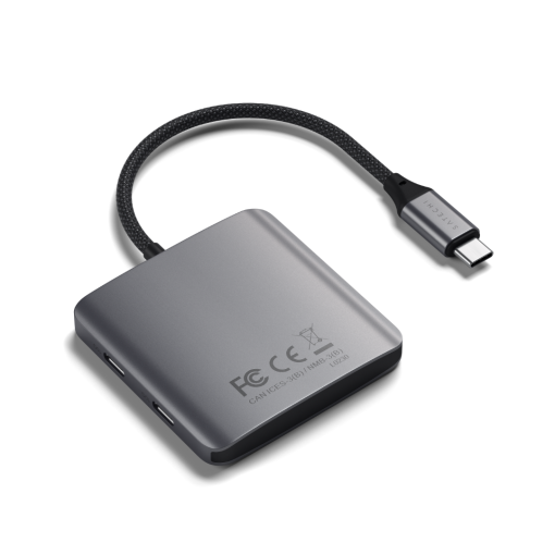 Satechi 4-Port USB-C Hub Kablolu Uzay Grisi ST-H4CPDM Arka Görünüm