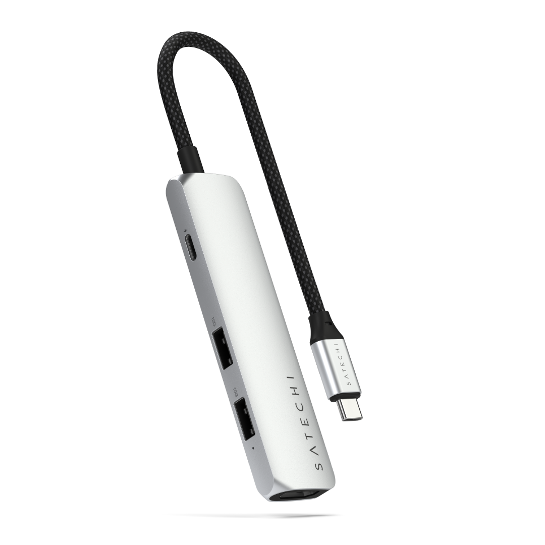 Satechi 4 in 1 USB-C Slim Multiport Adaptör 4K Gümüş ST-P4SS Çoklu Bağlantı