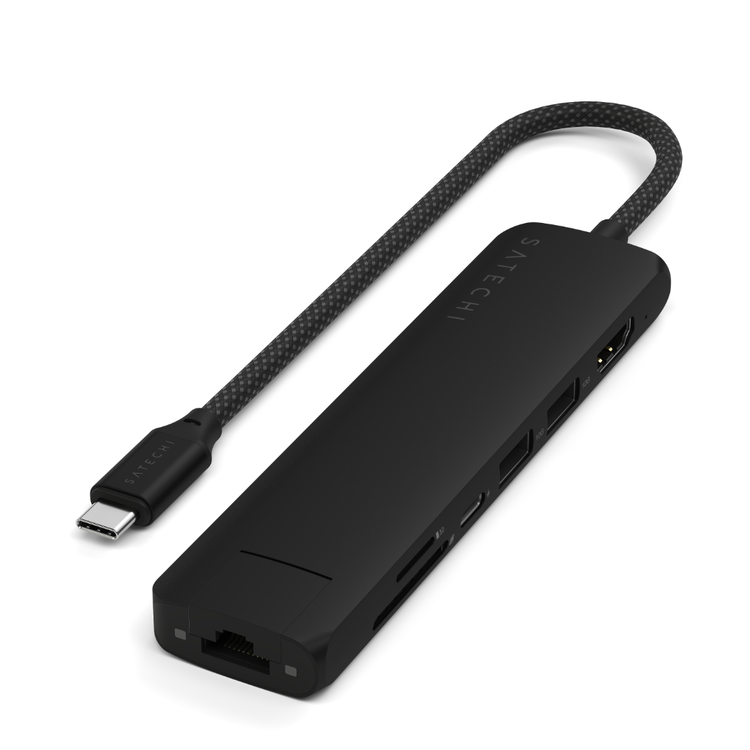 Satechi 7 in 1 USB-C Slim Multiport Adaptör Ethernet Siyah ST-P7SK Giriş Portları