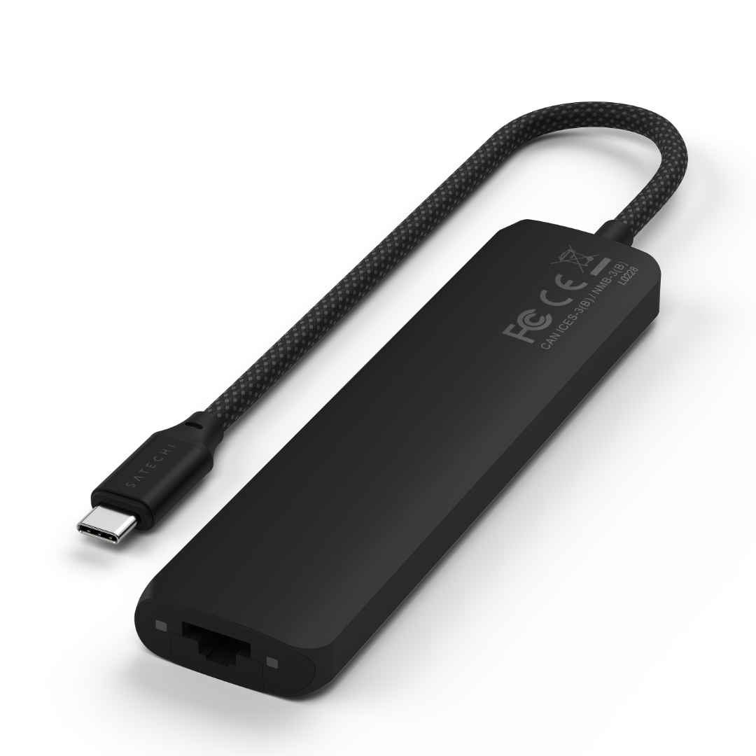 Satechi 7 in 1 USB-C Slim Multiport Adaptör Ethernet Siyah ST-P7SK Arka Görünüm