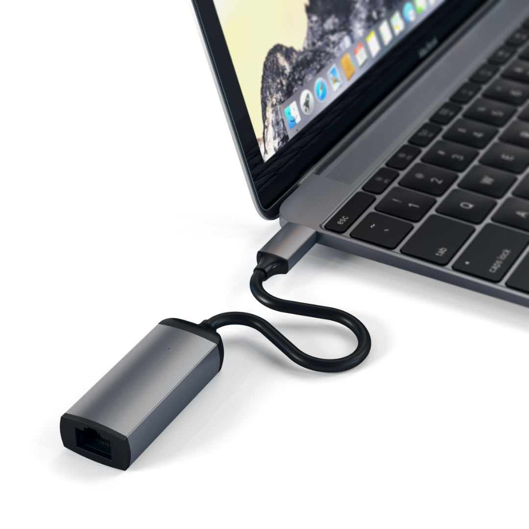 Satechi Type-C to Gigabit Ethernet Adaptör Uzay Grisi ST-TCENM Bağlantı
