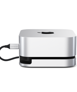 Satechi Mac Mini M4 Stand & Hub SSD Gümüş ST-GNMMES Yan Görünüm