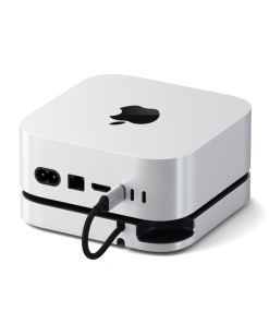 Satechi Mac Mini M4 Stand & Hub SSD Gümüş ST-GNMMES Arka Bağlantı