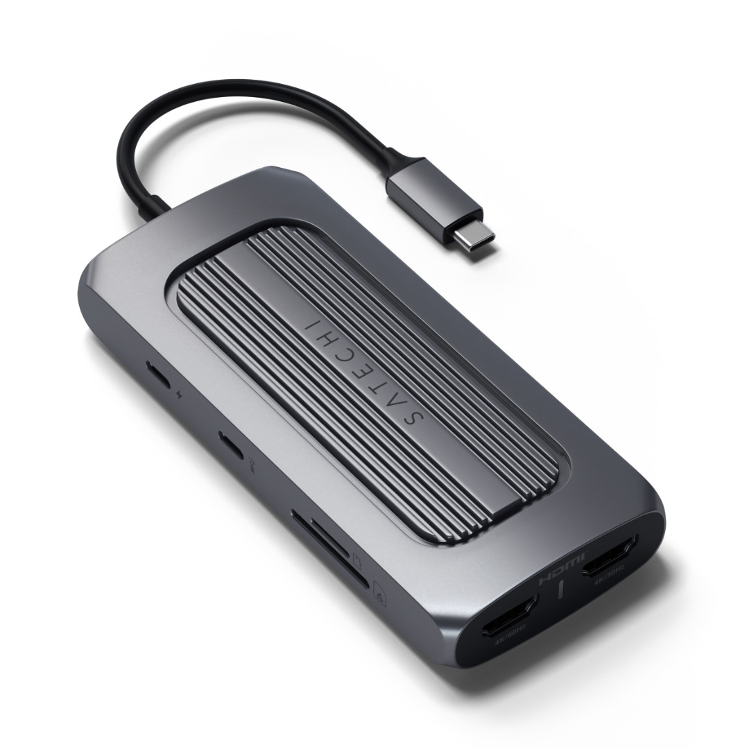 Satechi USB-C Multiport MX Uzay Grisi ST-UCMXAM Arka Görünüm