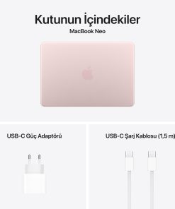Macbook Neo 13 inç A18 Pro Pastel Pembe Kutu İçeriği