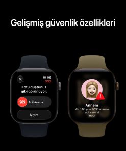 Apple Watch Series 12 Siyah Alüminyum Kasa Siyah Spor Kordon Güvenlik