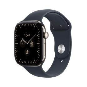 Apple Watch Series 12 GPS + Cellular 42mm Natürel Titanyum Kasa Lacivert Spor Kordon S/M MJGF4TU/A