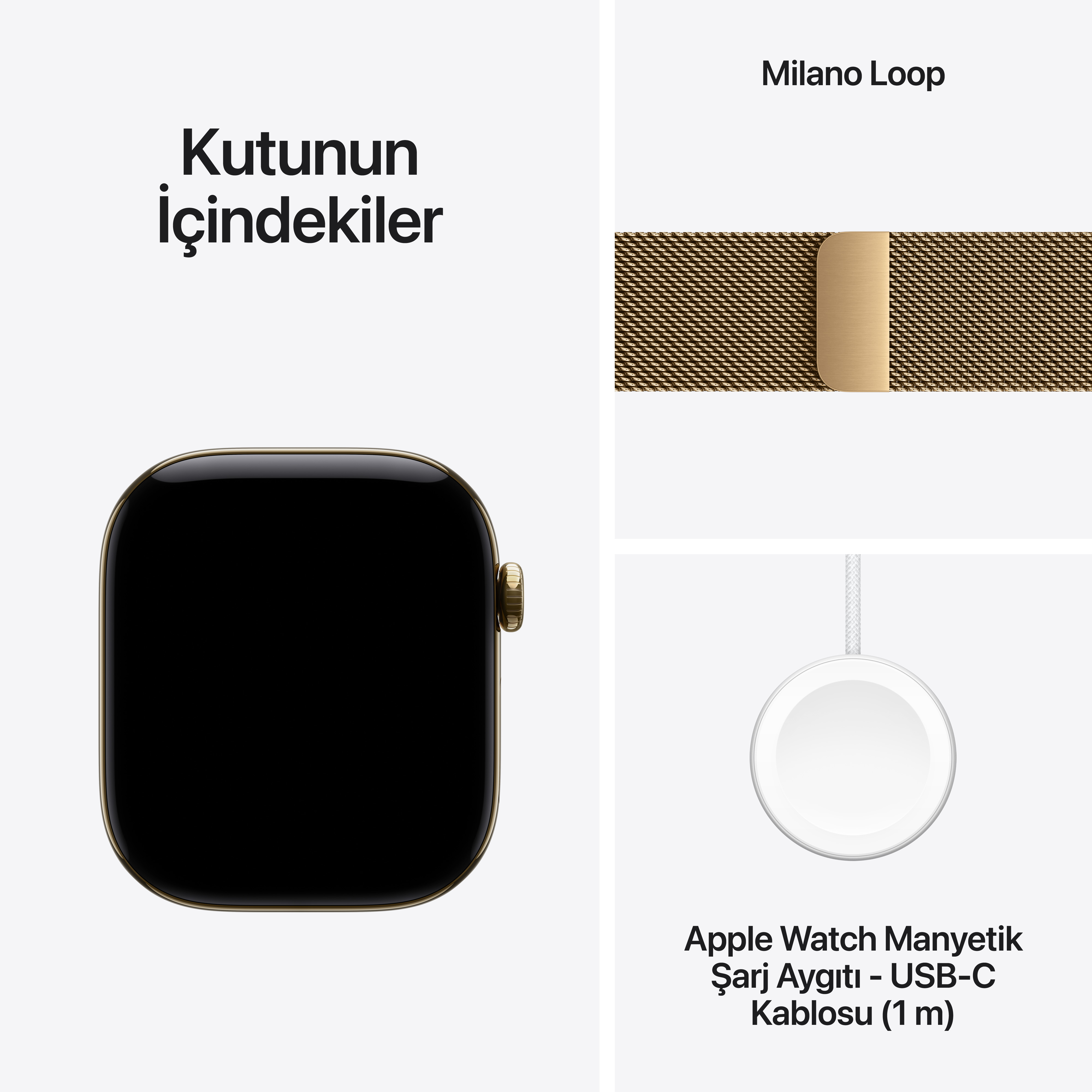 Apple Watch Series 12 GPS + Cellular 46mm Parlak Altın Rengi Titanyum Kasa Parlak Altın Rengi Milano Loop S/M MJGU4TU/A