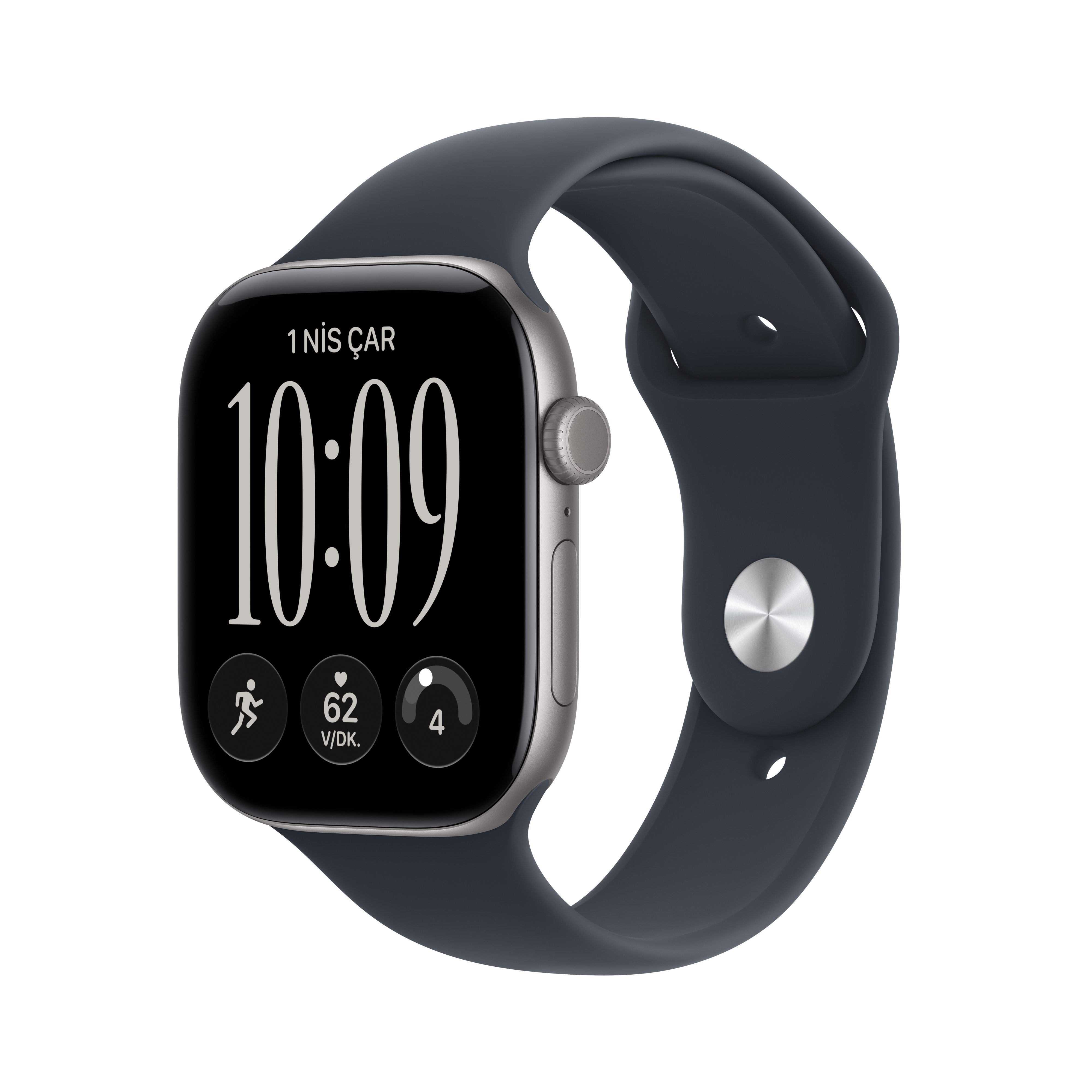Apple Watch Series 12 Uzay Grisi Alüminyum Kasa Lacivert Spor Kordon