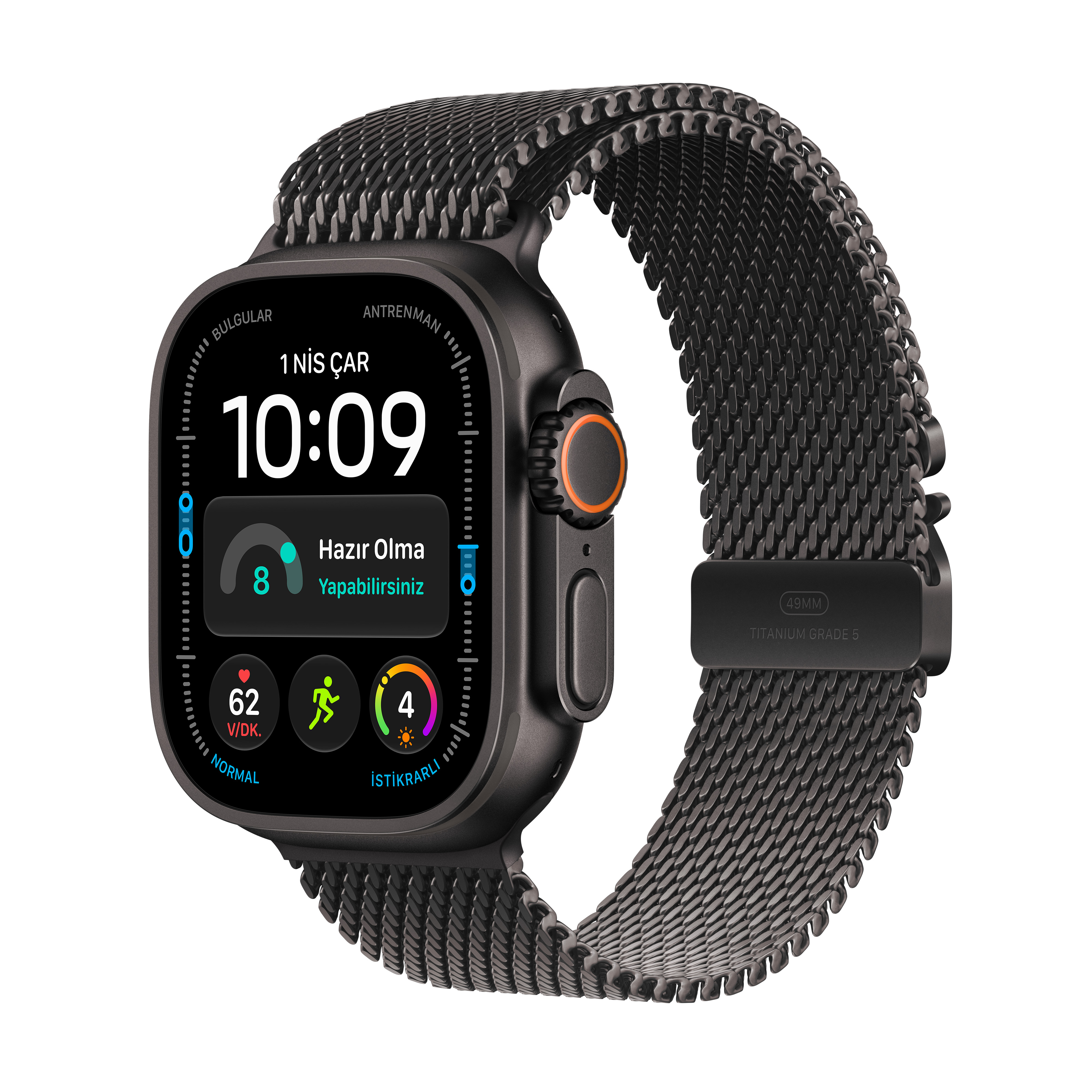 Apple Watch Ultra 4 GPS + Cellular 49mm Siyah Titanyum Kasa Siyah Titanyum Milano Loop