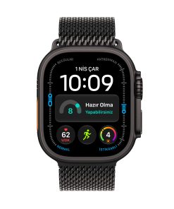 Apple Watch Ultra 4 GPS + Cellular 49mm Siyah Titanyum Kasa Siyah Titanyum Milano Loop Ekran