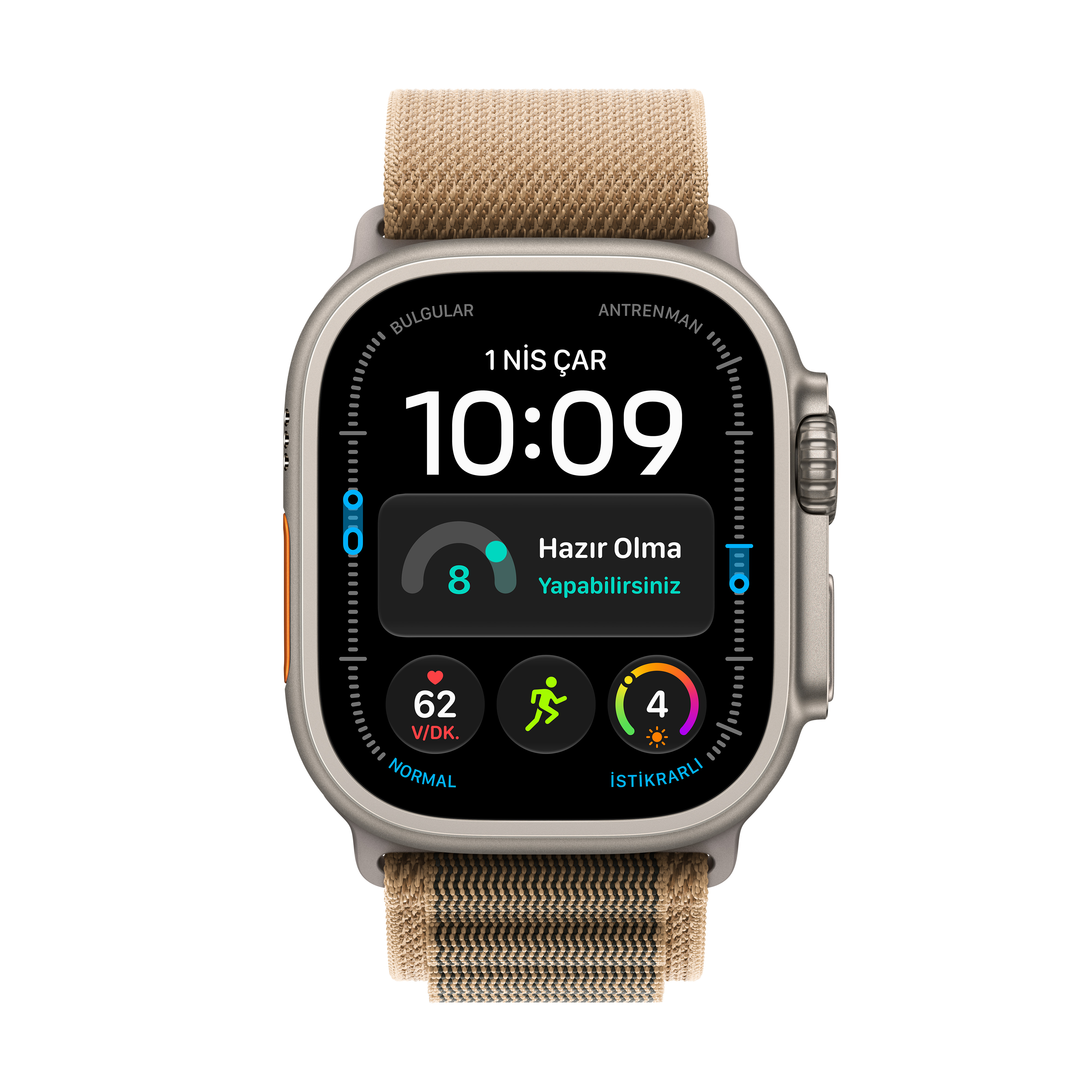 Apple Watch Ultra 4 GPS + Cellular 49mm Natürel Titanyum Kasa Çöl Rengi Alpine Loop Ekran