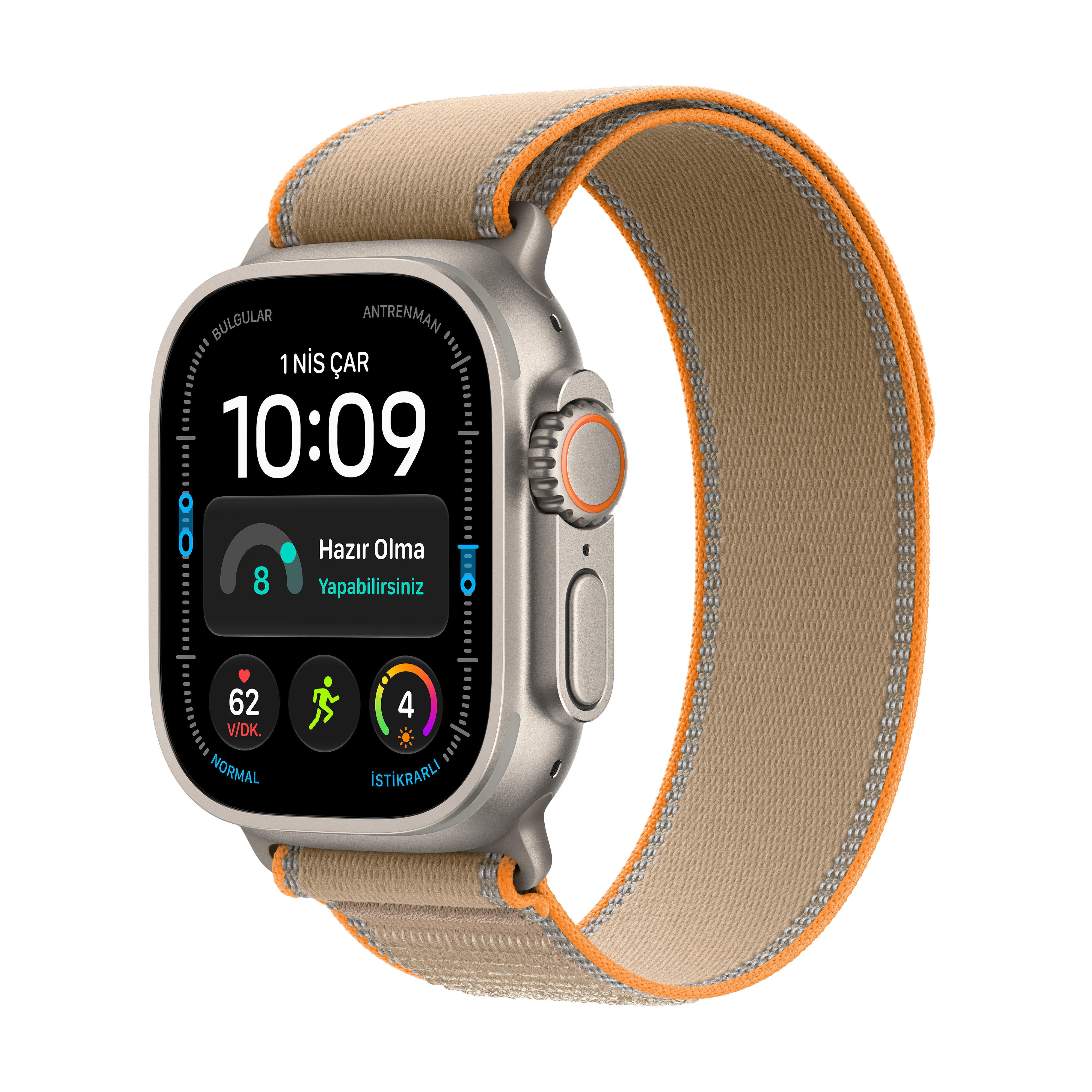 Apple Watch Ultra 4 GPS + Cellular 49mm Natürel Titanyum Kasa Kum Beji Trail Loop
