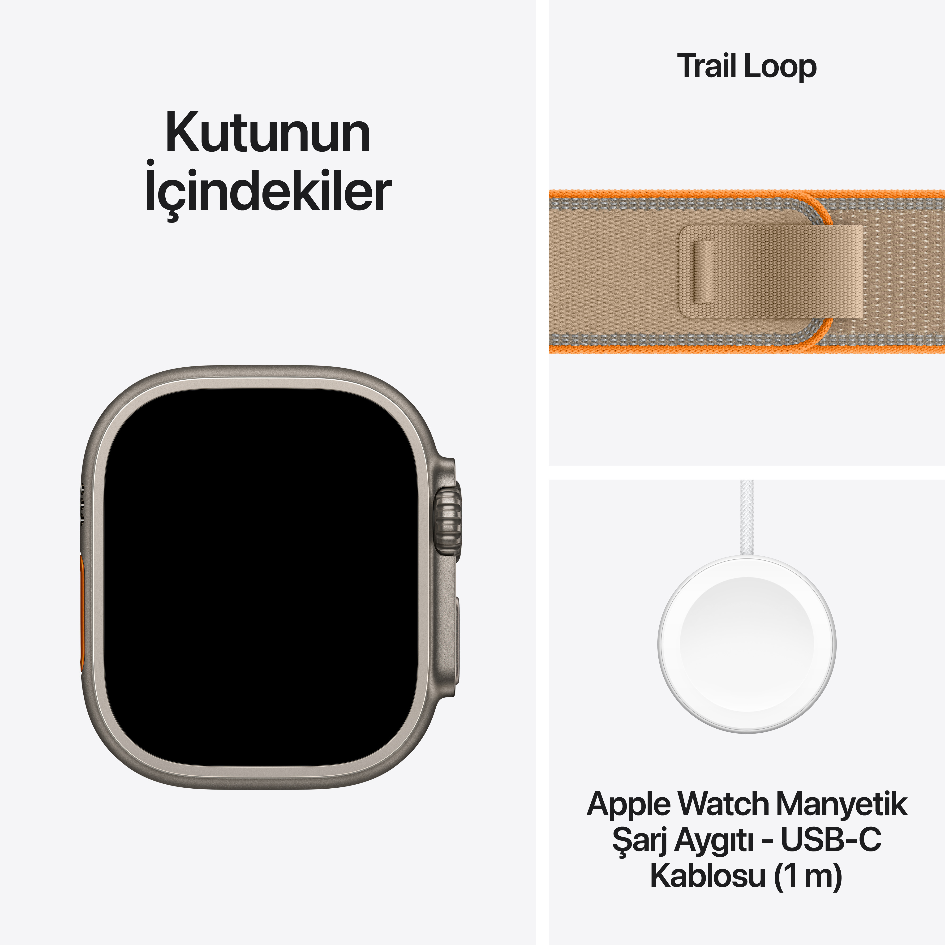Apple Watch Ultra 4 GPS + Cellular 49mm Natürel Titanyum Kasa Kum Beji Trail Loop S/M MJAJ4TU/A